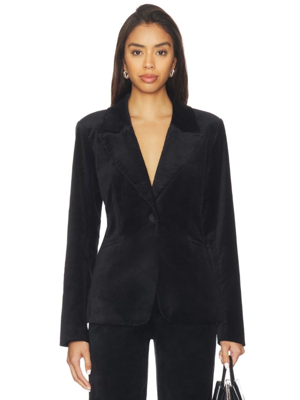 NWT Good American Velvet Sculpted Blazer Black XL